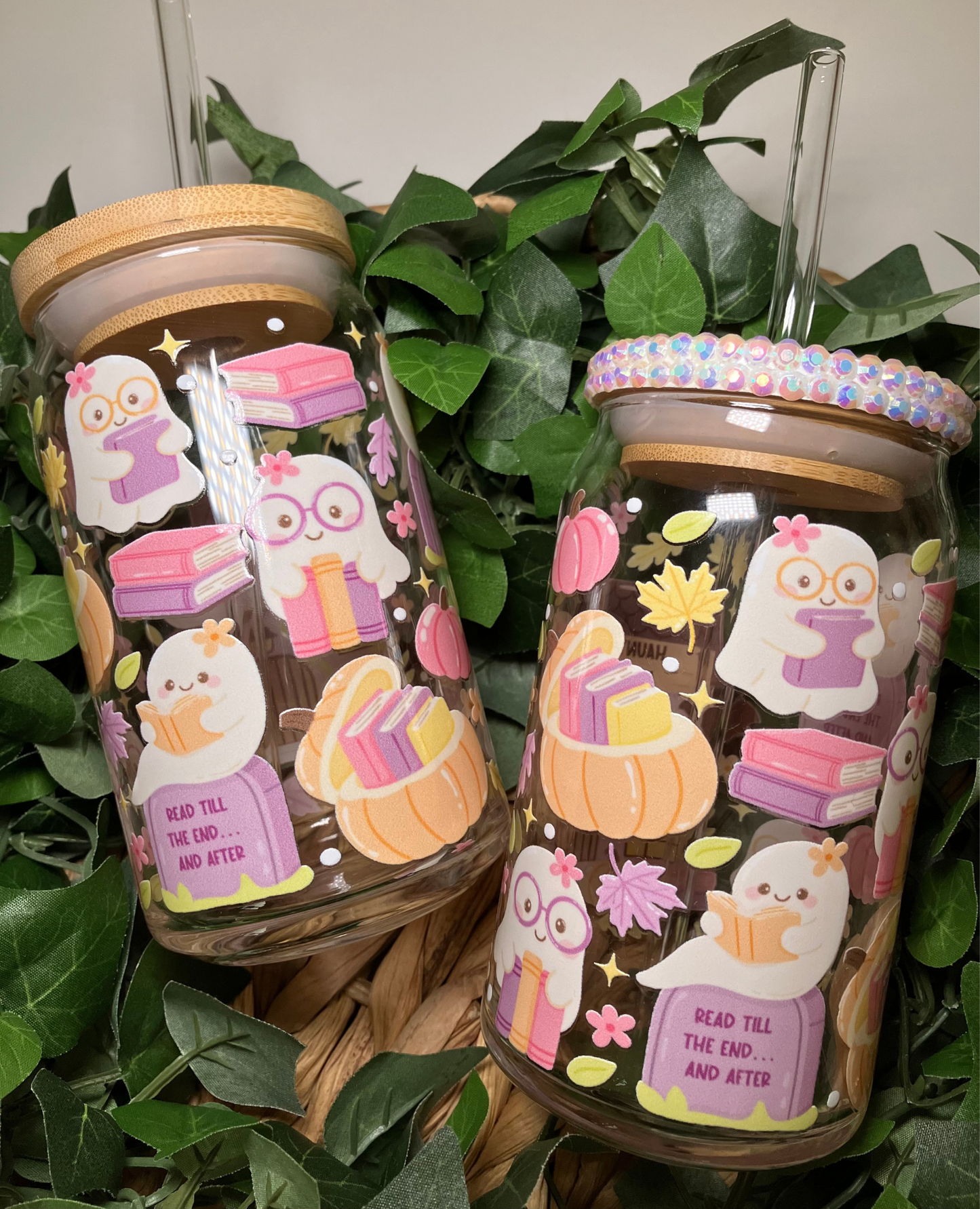 Bookish Ghost 16oz Glass Cup