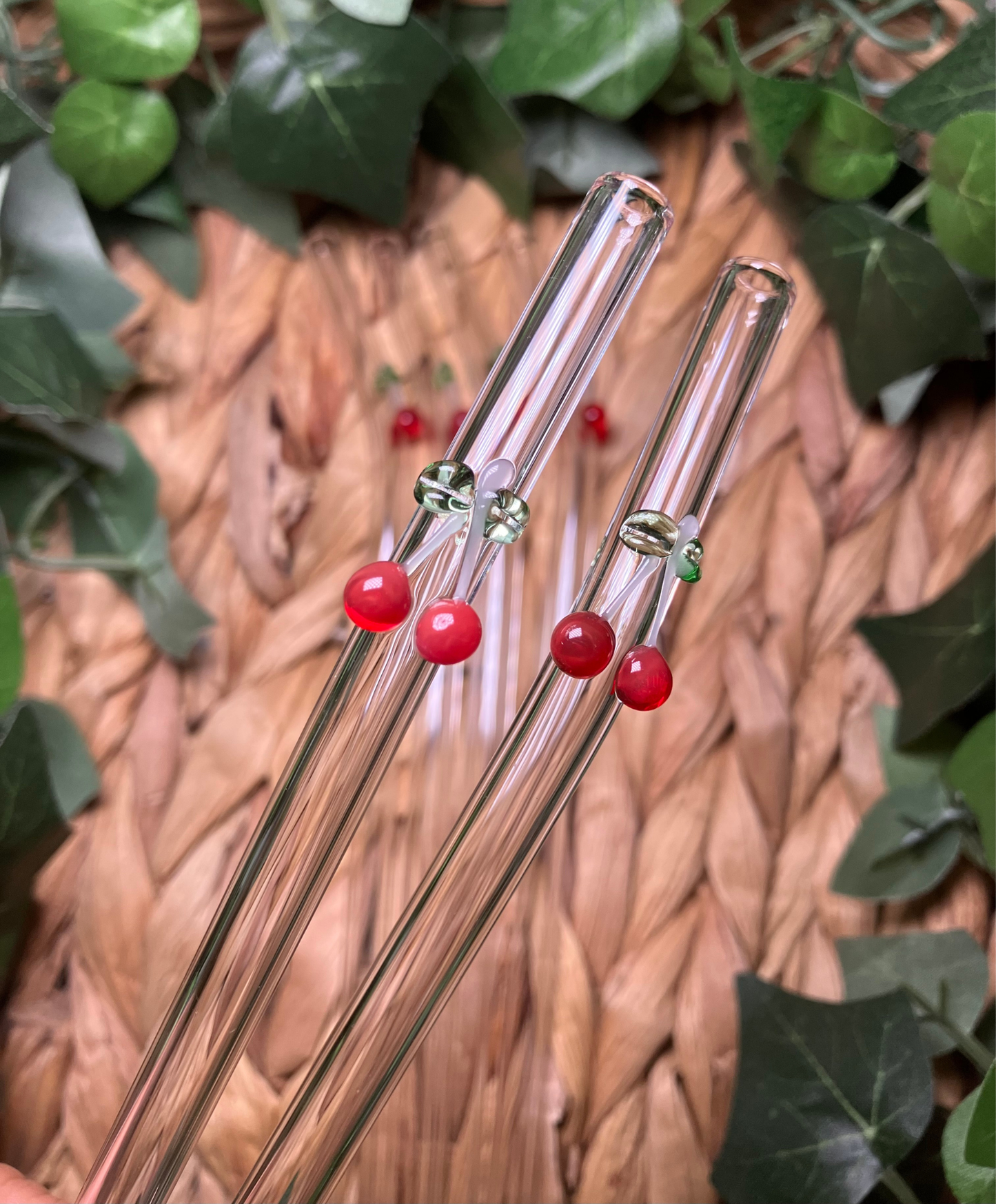 Cherry Glass Straw