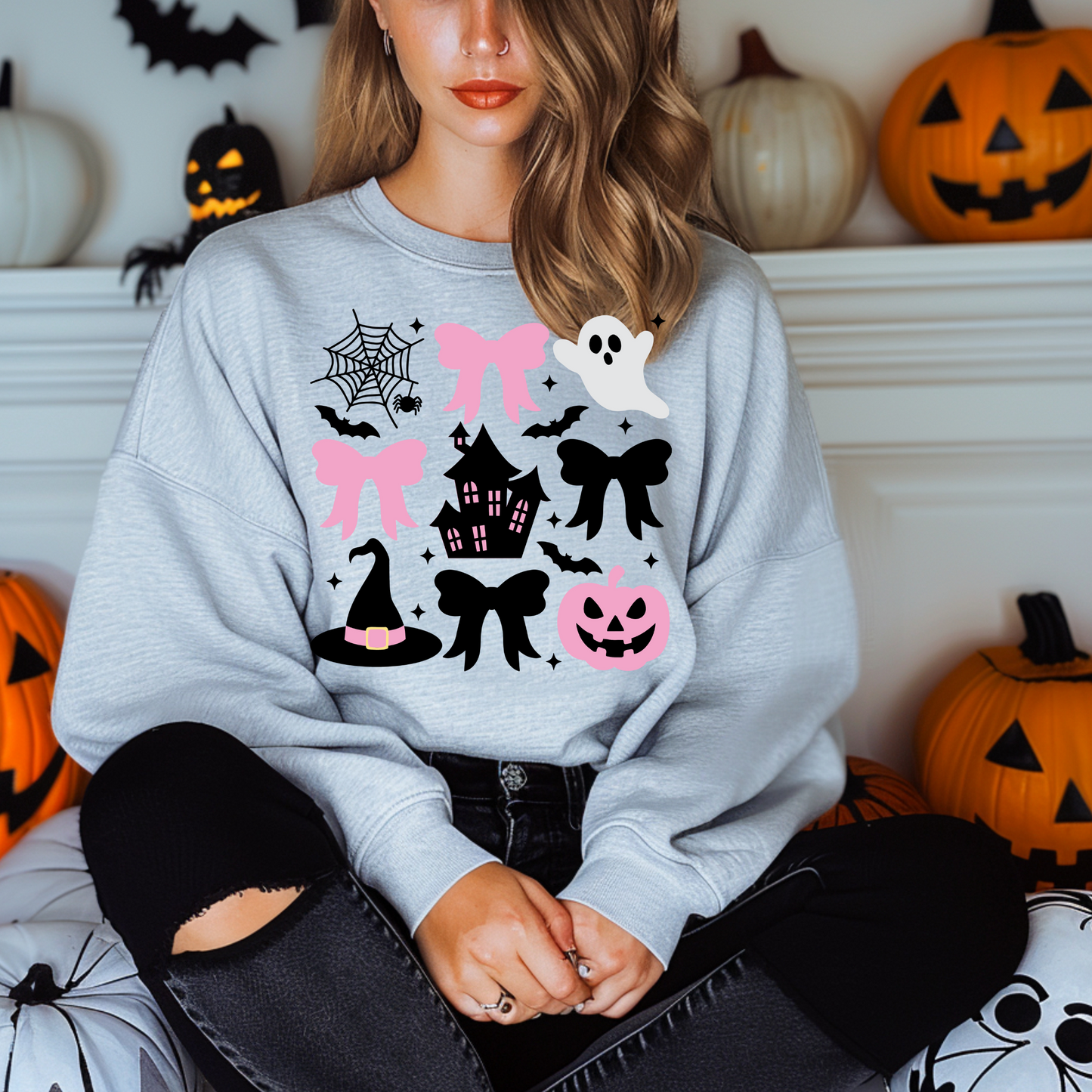 Coquette Pink Pumpkins Crewneck