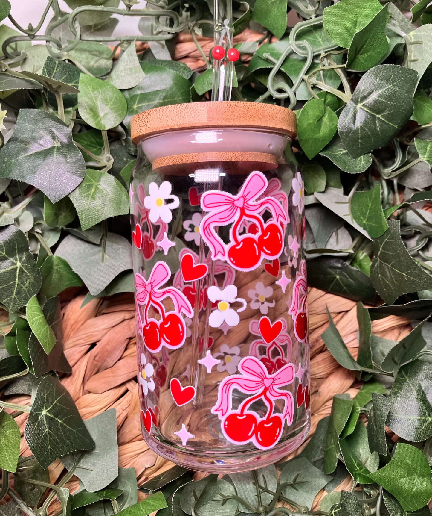 Coquette Cherry 16oz Glass Cup