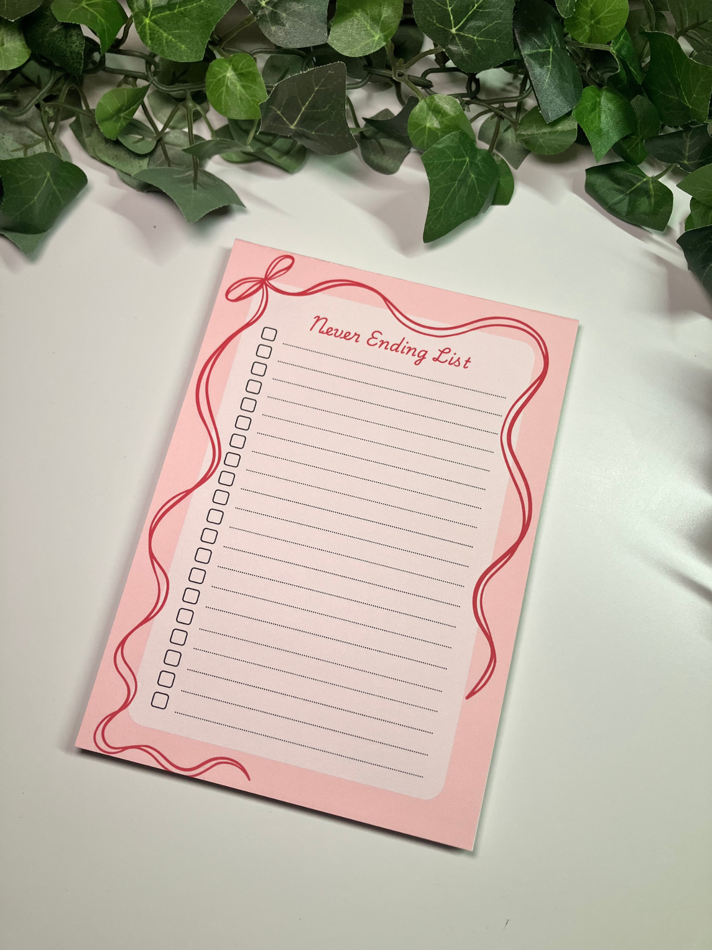 Pink Never Ending List Notepad