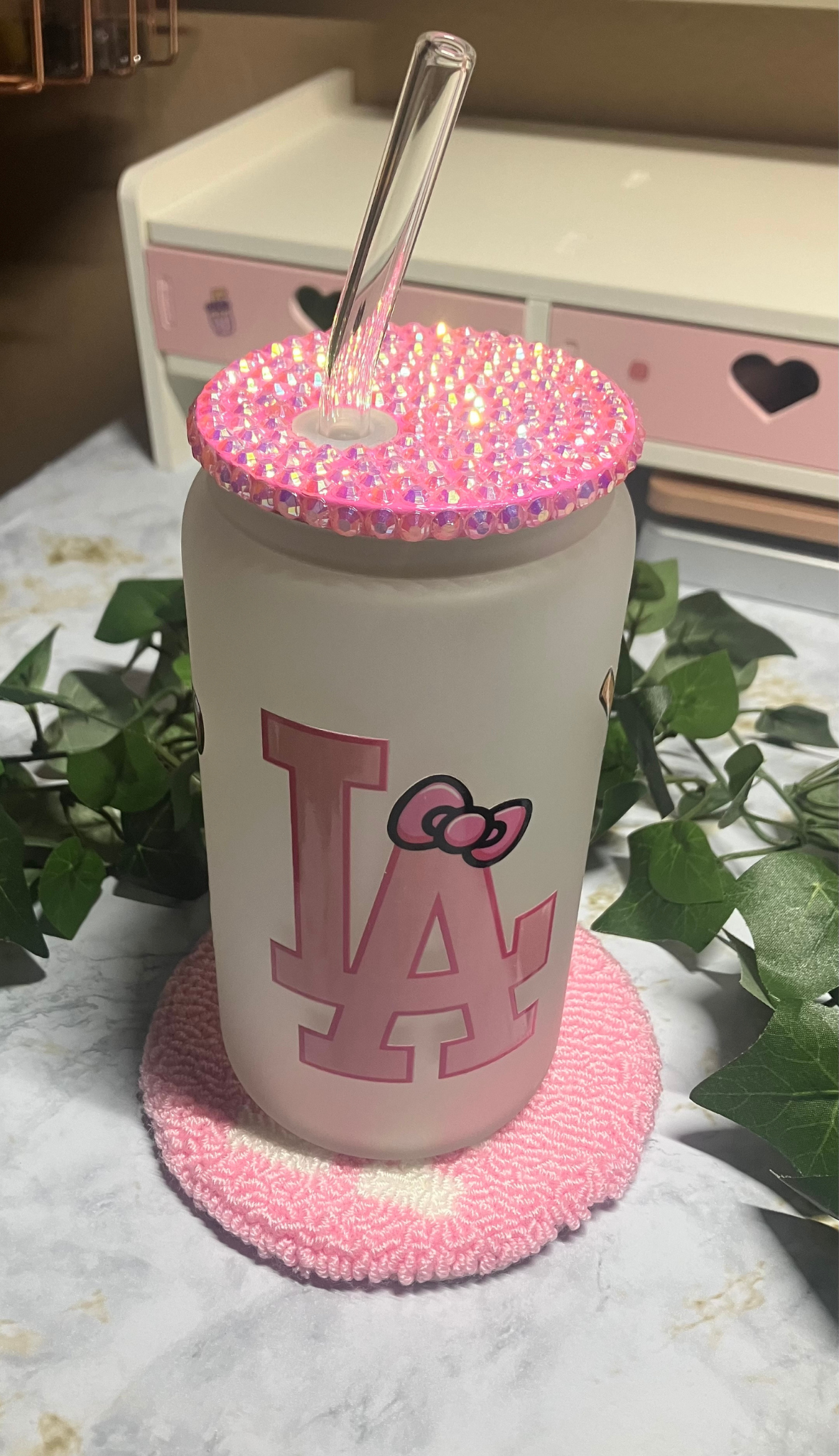 LA Kitty 16oz Glass Cup