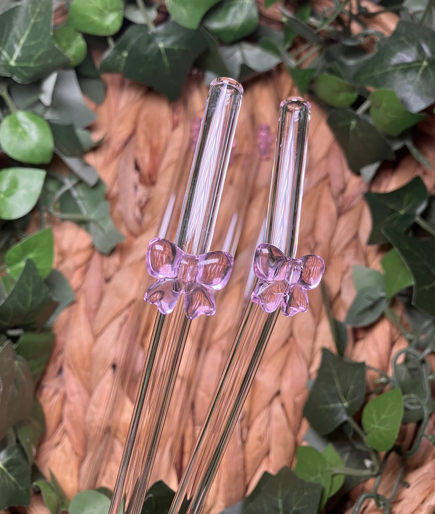 Pink Bow Glass Straw