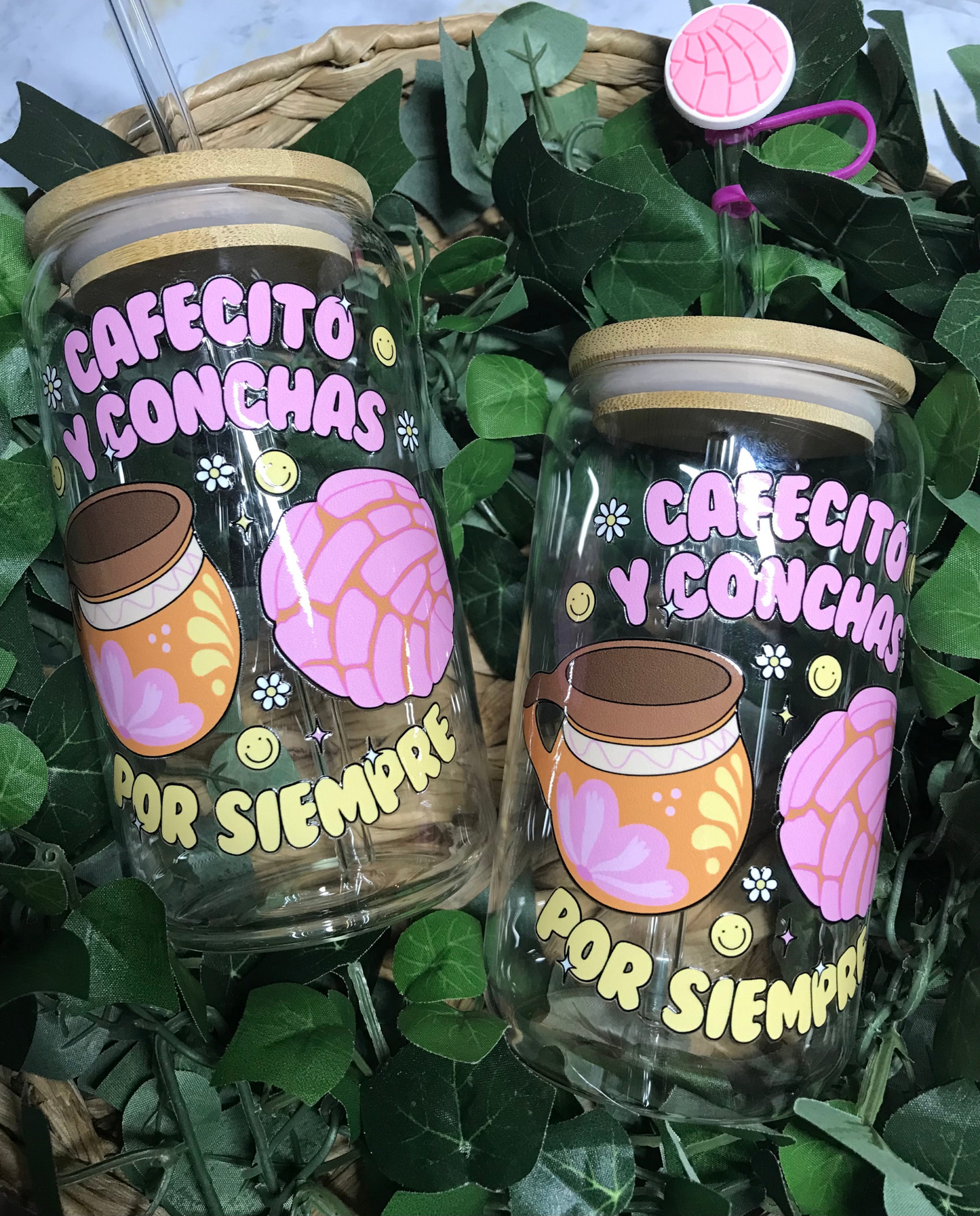 Cafecito Y Conchas Por Siempre Glass Cup