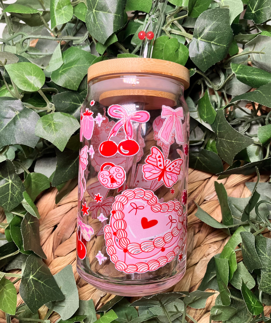 Cherry Cake 16oz Glass Cup