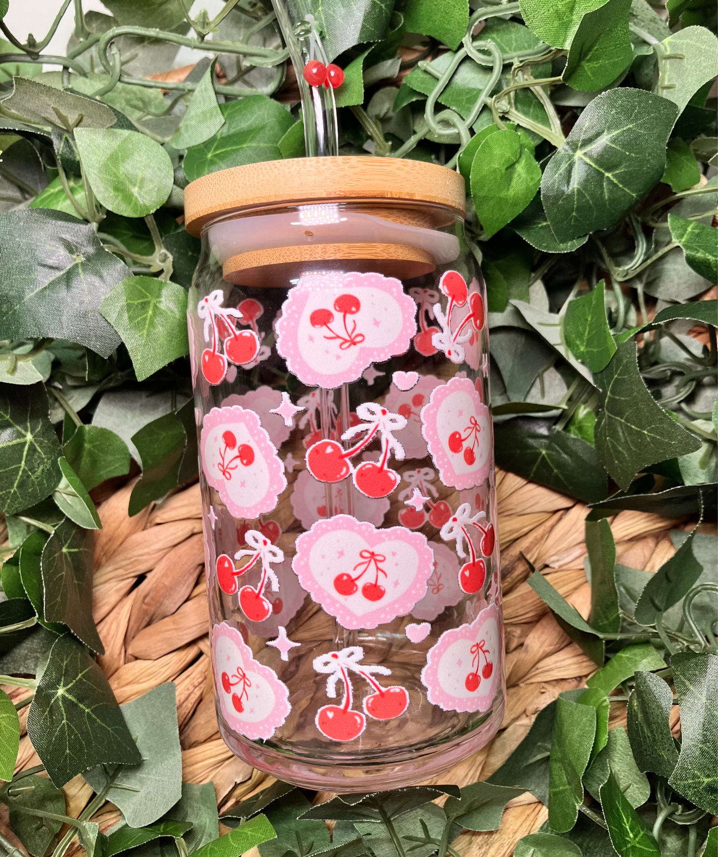 Coquette Cherry Cake 16oz Glass Cup