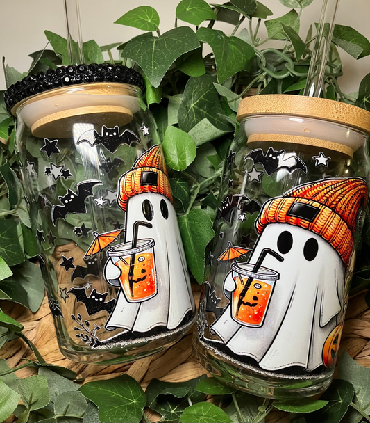 Cute Ghostie 16oz Glass Cup