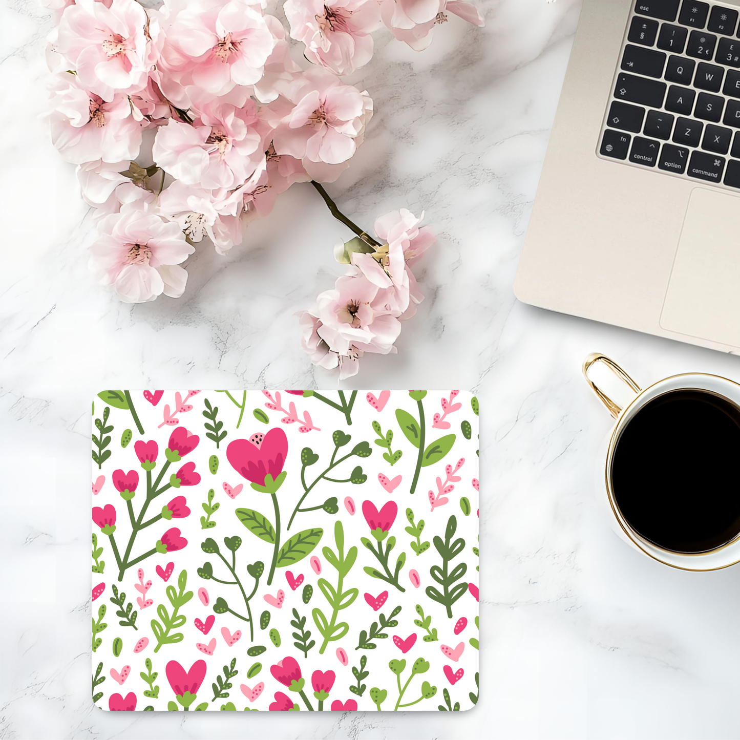 Pink Floral Mouse Pad