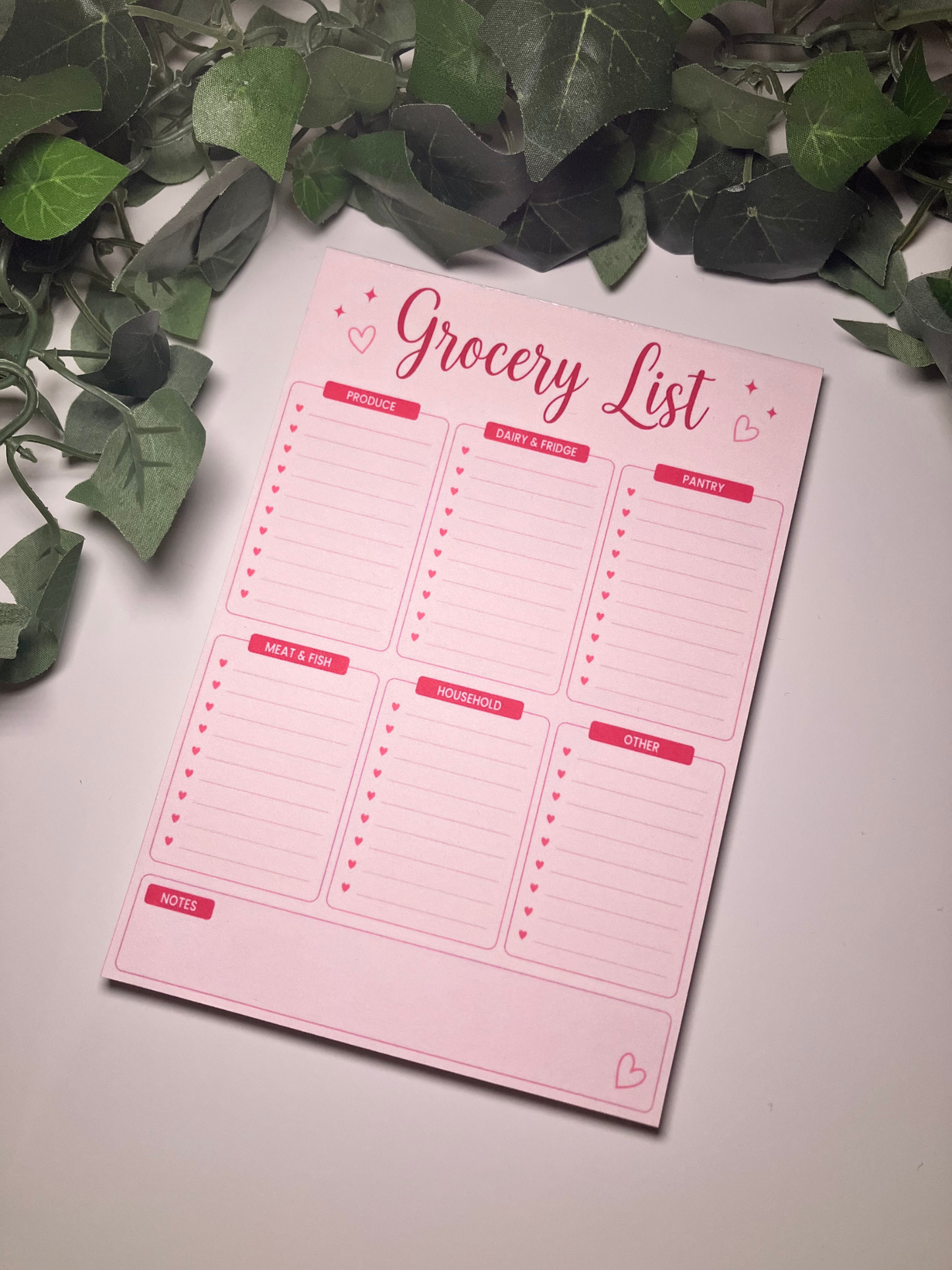Pink Grocery List Notepad