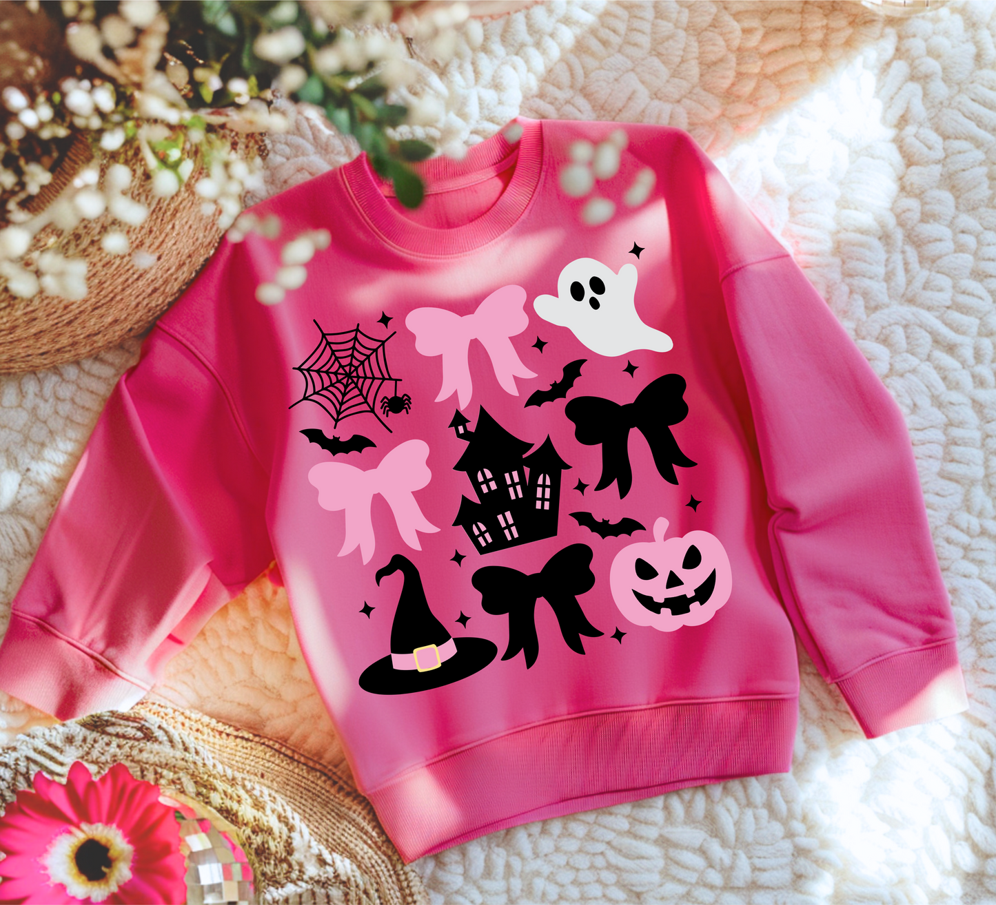 Youth Coquette Pink Pumpkins Crewneck