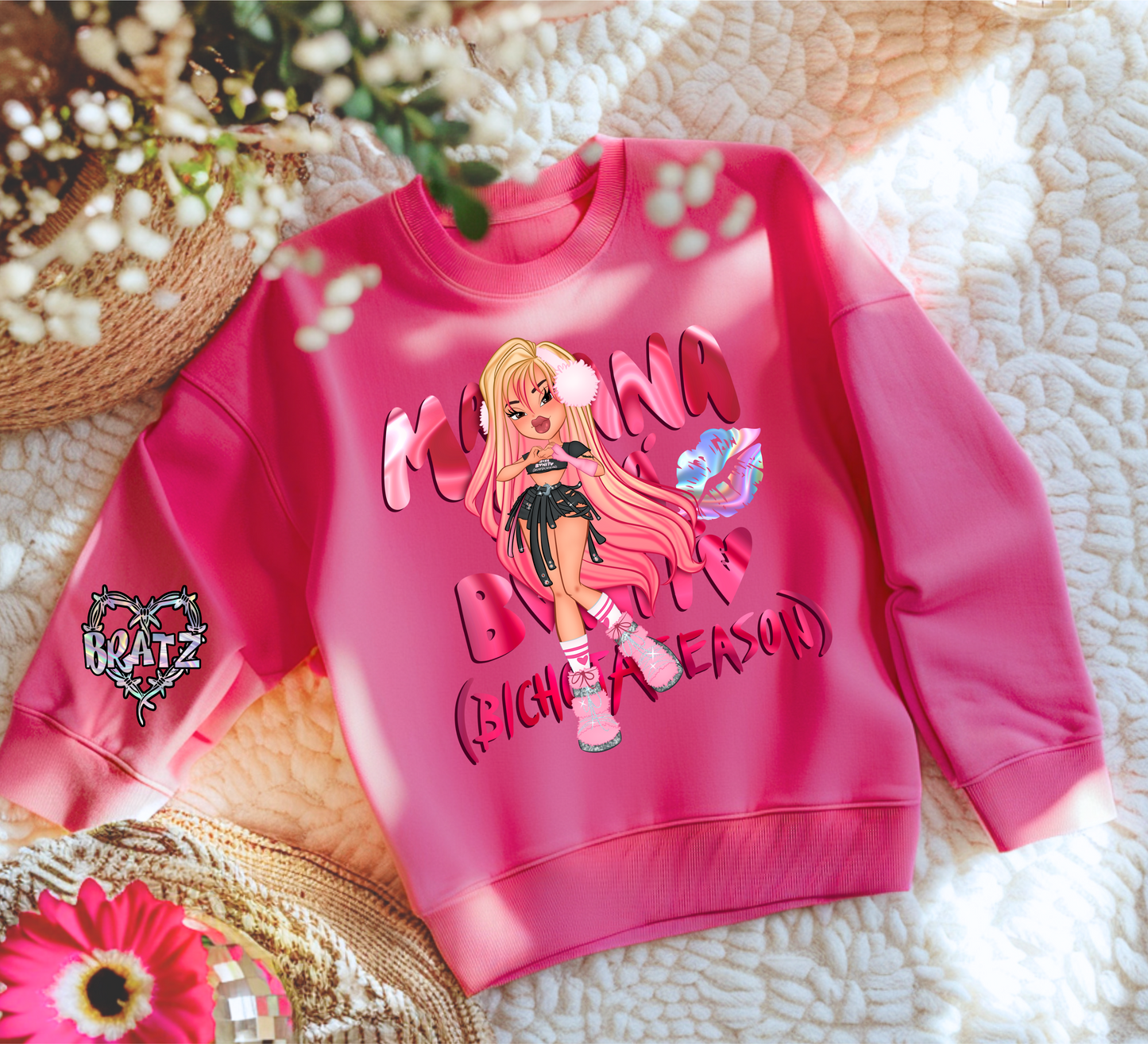 Youth Hot Pink Doll Crewneck