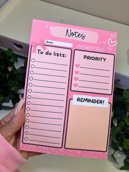Pink To Do List Notepad