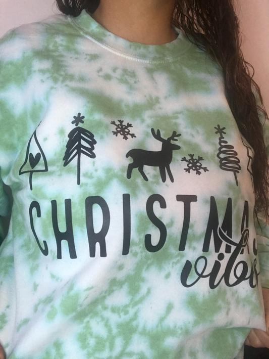 Tie Dye Christmas Vibes Crewneck